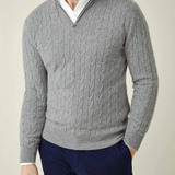 Zipped Sweater - Textured Cable Knit and Adjustable Warmth