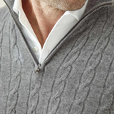 Zipped Sweater - Textured Cable Knit and Adjustable Warmth