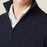 Zipped Sweater - Textured Cable Knit and Adjustable Warmth