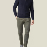 Zipped Sweater - Textured Cable Knit and Adjustable Warmth