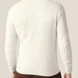 Zipped Sweater - Textured Cable Knit and Adjustable Warmth