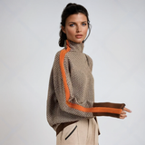 Malou | High Neck Pullover with Striking Contrast Stripes