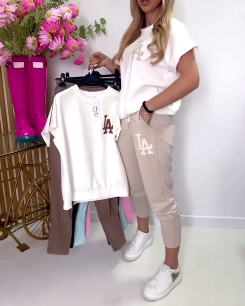 Sporty Printed Skinny Pants Set