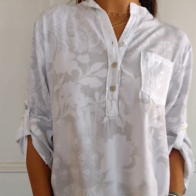 Stefania | Timeless Shirt with Print, Collar, and Buttons