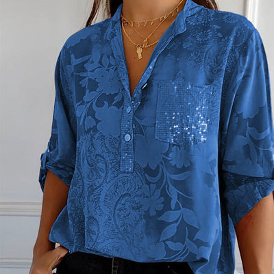 Stefania | Timeless Shirt with Print, Collar, and Buttons